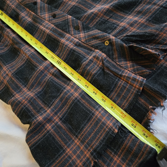 ZARA PREMIUM sz M Women's orange & black flannel tunic grunge y2k shirt dress - Picture 7 of 8